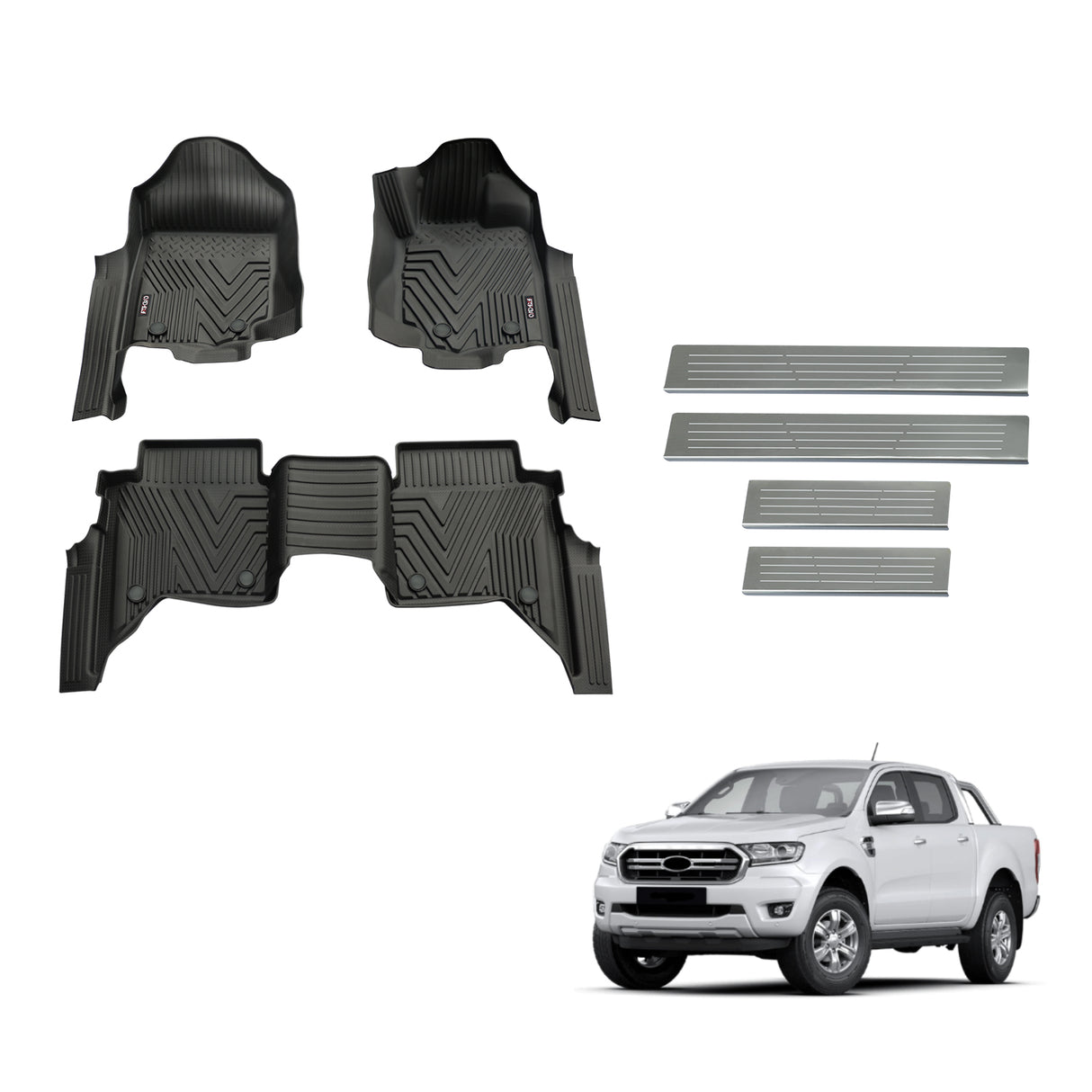 Injection Floor Mats & Door Sill Protector for Ford Ranger Dual Cab 2011-2022