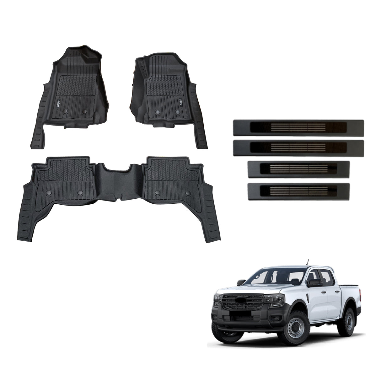 Injection Floor Mats & Door Sill Protector for Ford Ranger Dual Cab 2022-Onwards