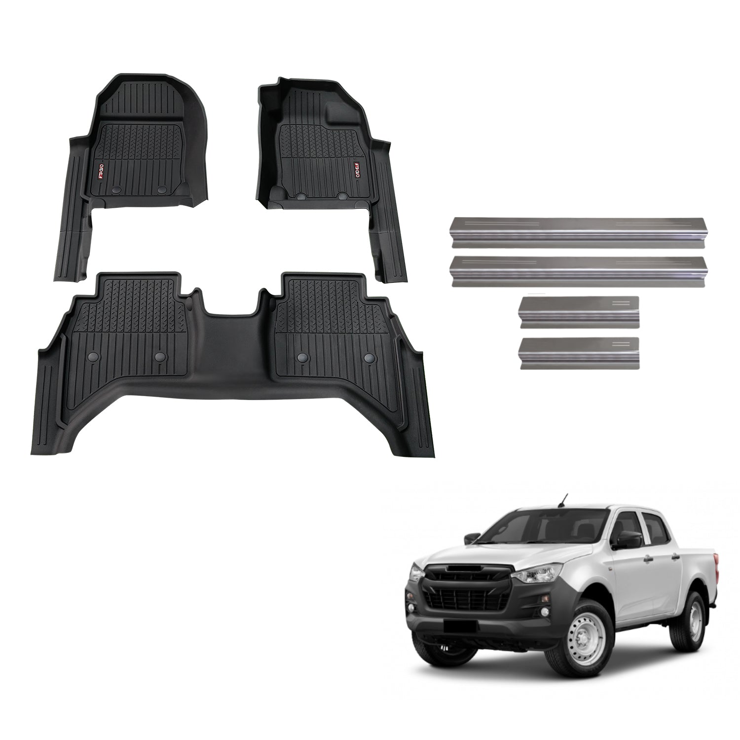 Injection Floor Mats & Door Sill Protector for ISUZU D-MAX Dual Cab 2020-Onwards