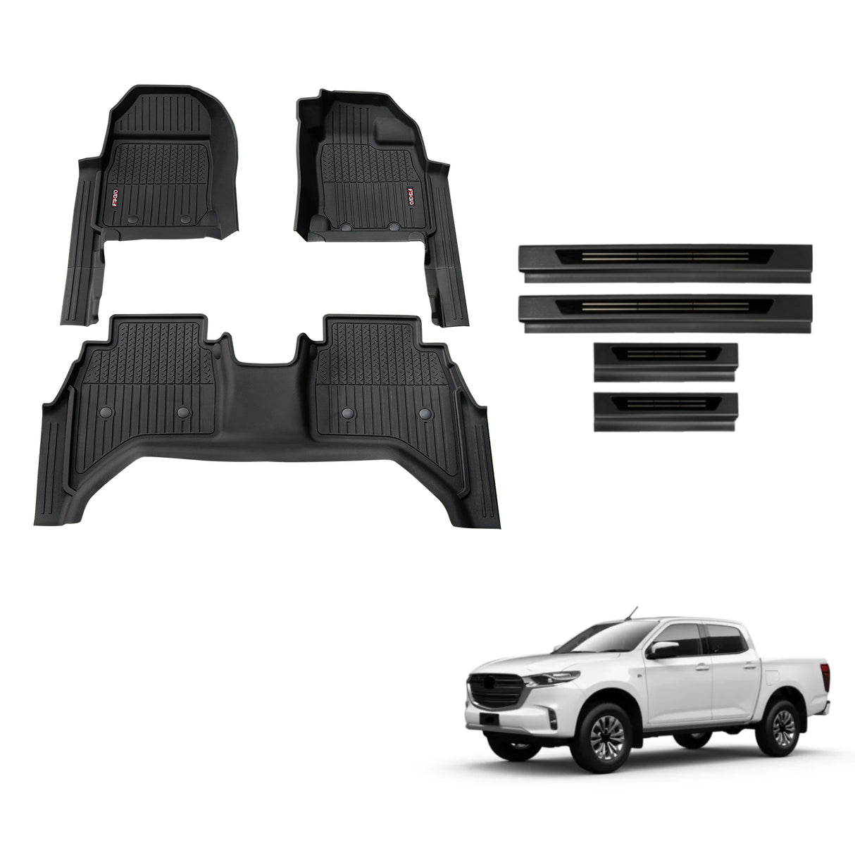 Injection Floor Mats & Door Sill Protector for Mazda BT-50 BT50 Dual Cab 2020-Onwards