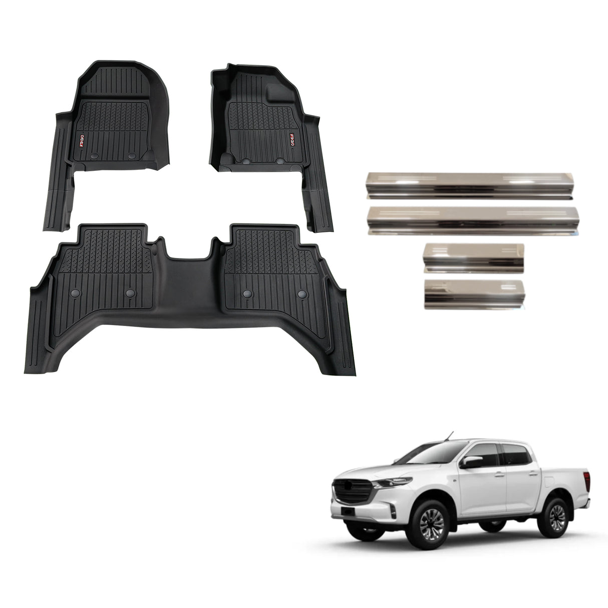 Injection Floor Mats & Door Sill Protector for Mazda BT-50 BT50 Dual Cab 2020-Onwards