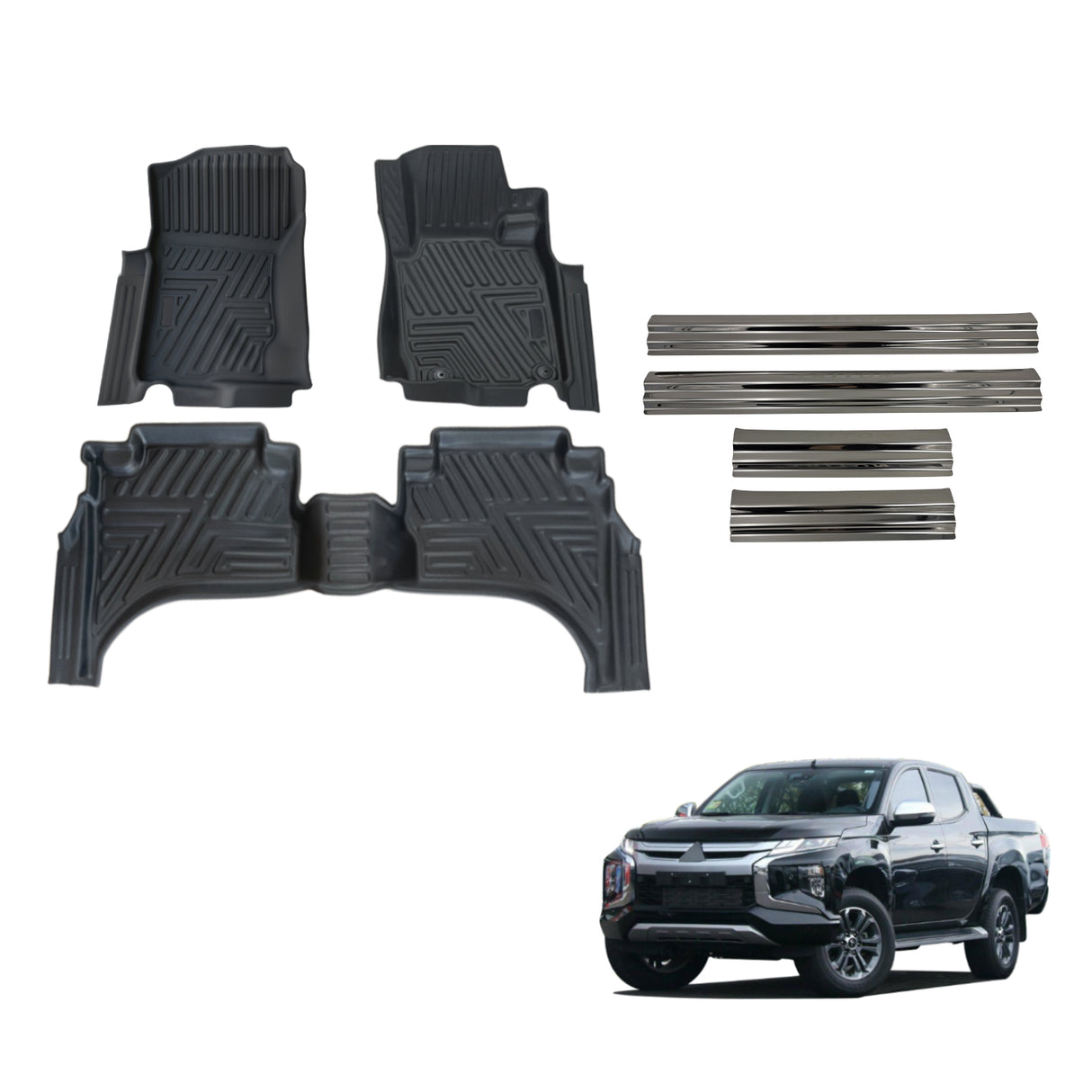 Floor Mats & Door Sill Protector for Mitsubishi Triton Dual Cab MQ MR 2015-2024