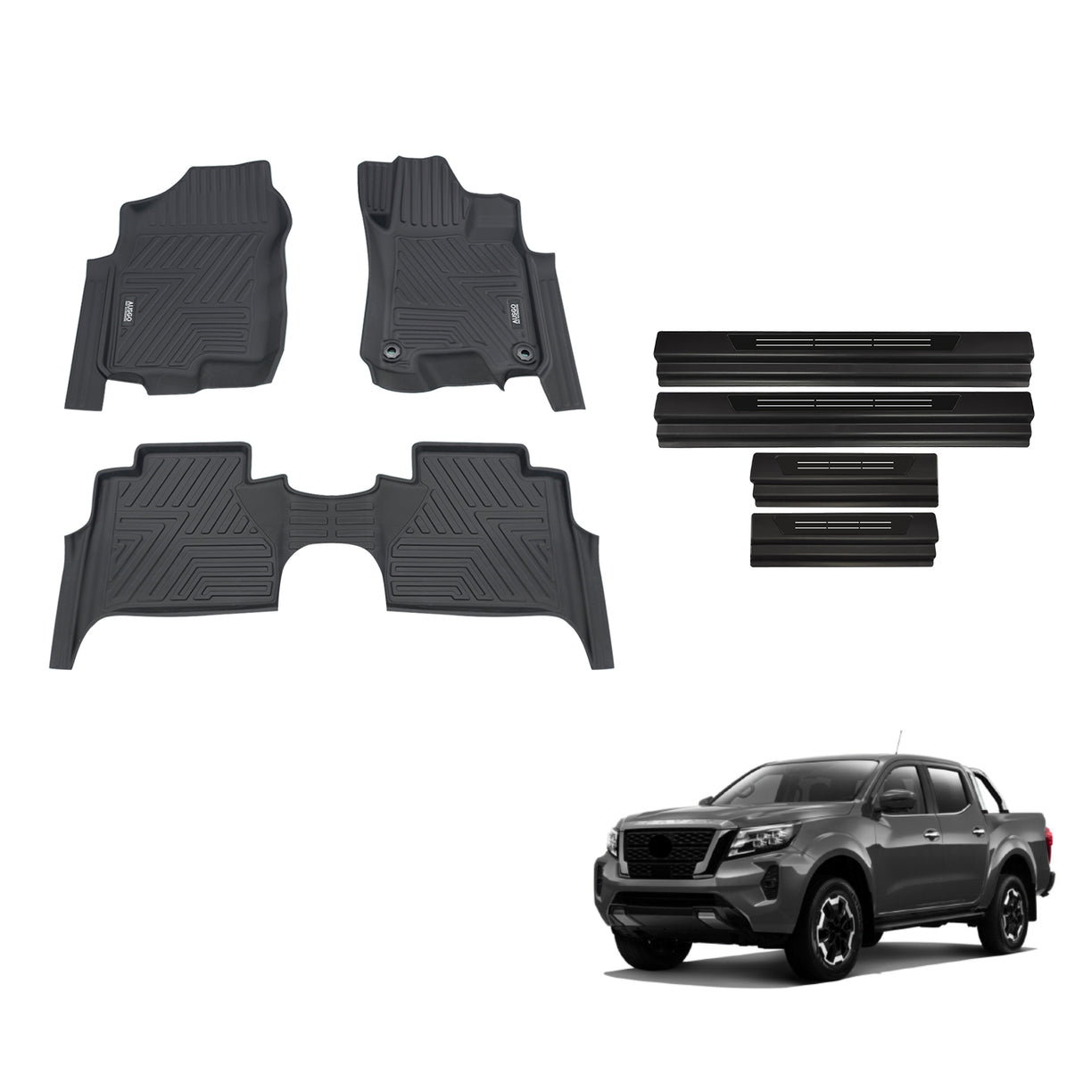 Floor Mats & Door Sill Protector for Nissan Navara NP300 D23 Dual Cab 2015-Onwards
