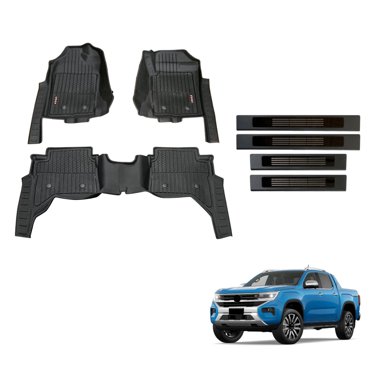 Injection Floor Mats & Door Sill Protector for Volkswagen Amarok NF Series Dual Cab 2023-Onwards