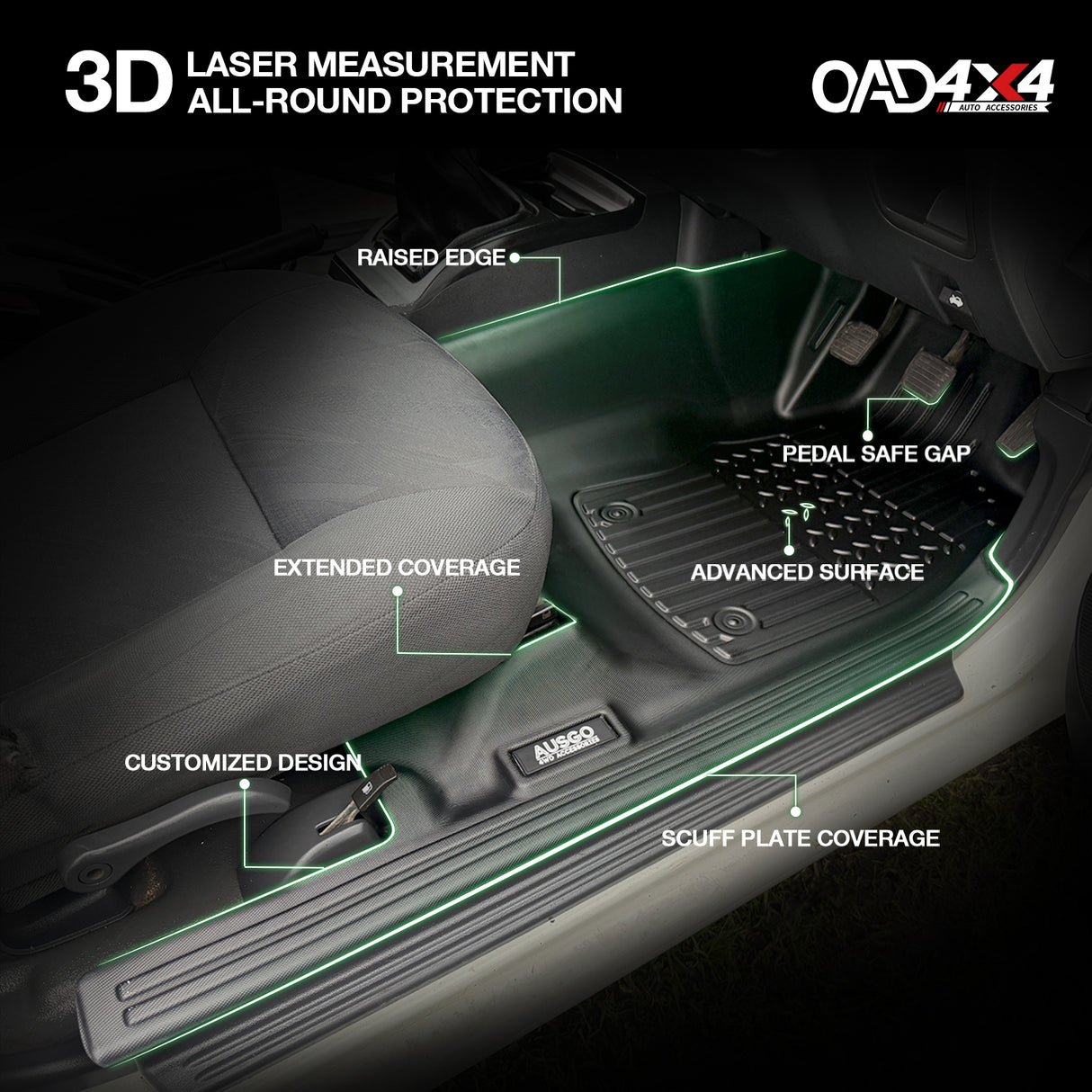 7D TPE Car Floor Mats for Holden Colorado RC Series Dual Cab 2008-2012