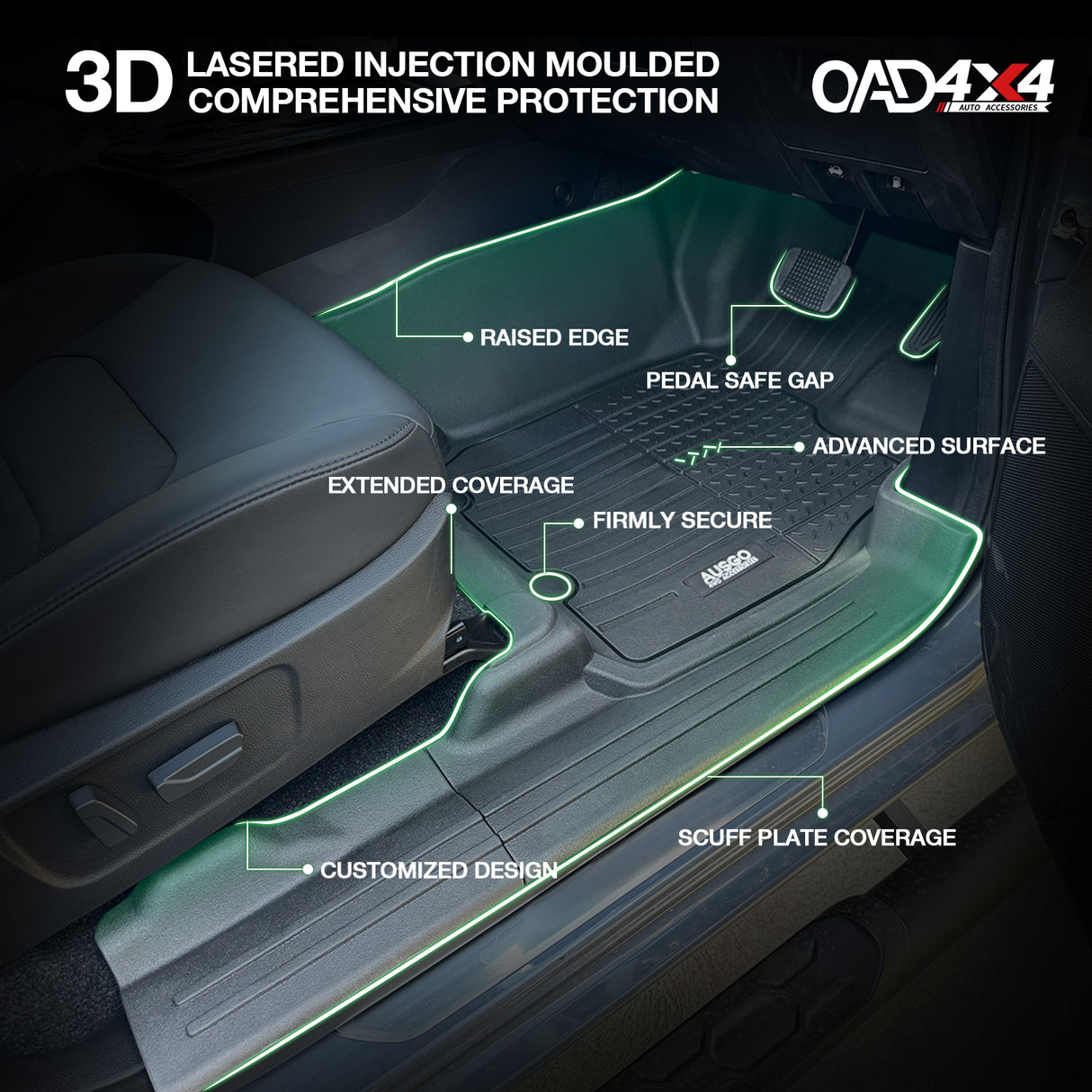 Injection 7D TPE Car Floor Mats for Mazda BT-50 BT50 Dual Cab 2020-Onwards