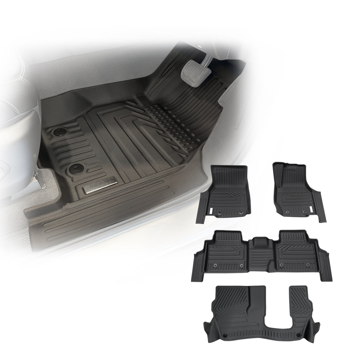 5D TPE Car Floor Mats for Jeep Grand Cherokee L WL Series 7 Seats 2021-Onwards