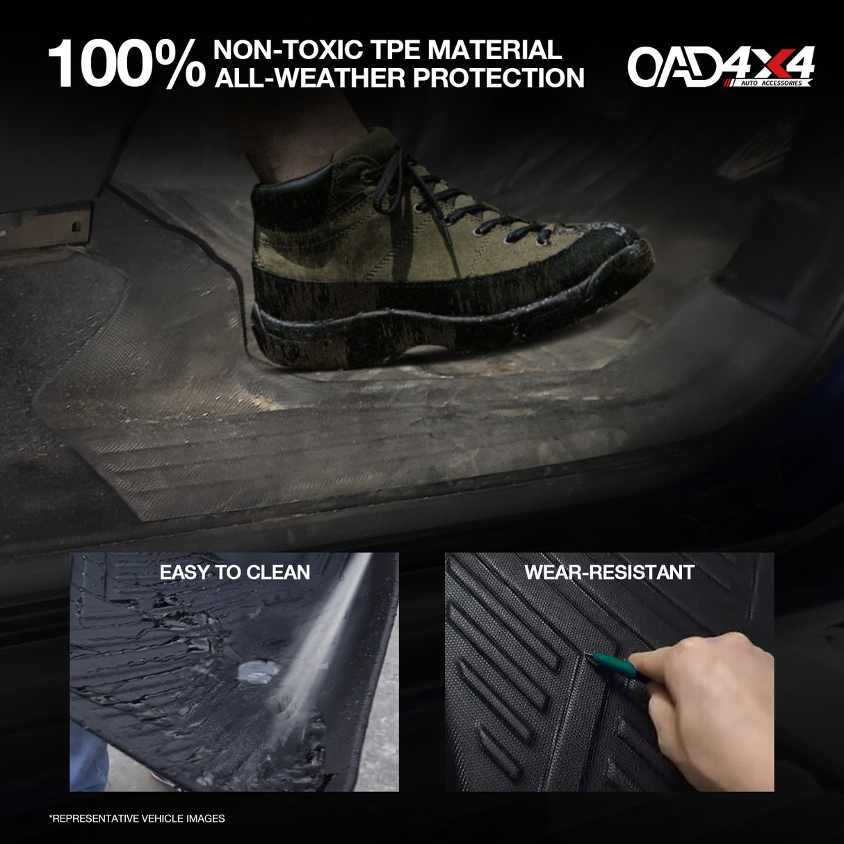 5D TPE Car Floor Mats for Jeep Wrangler JK Series 2 Doors 2007-2018