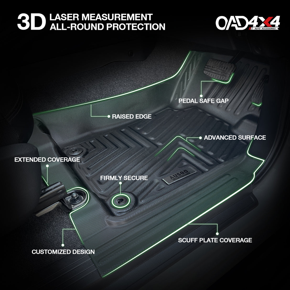 5D TPE Car Floor Mats for Mitsubishi Triton Dual Cab ML MN 2006-2015