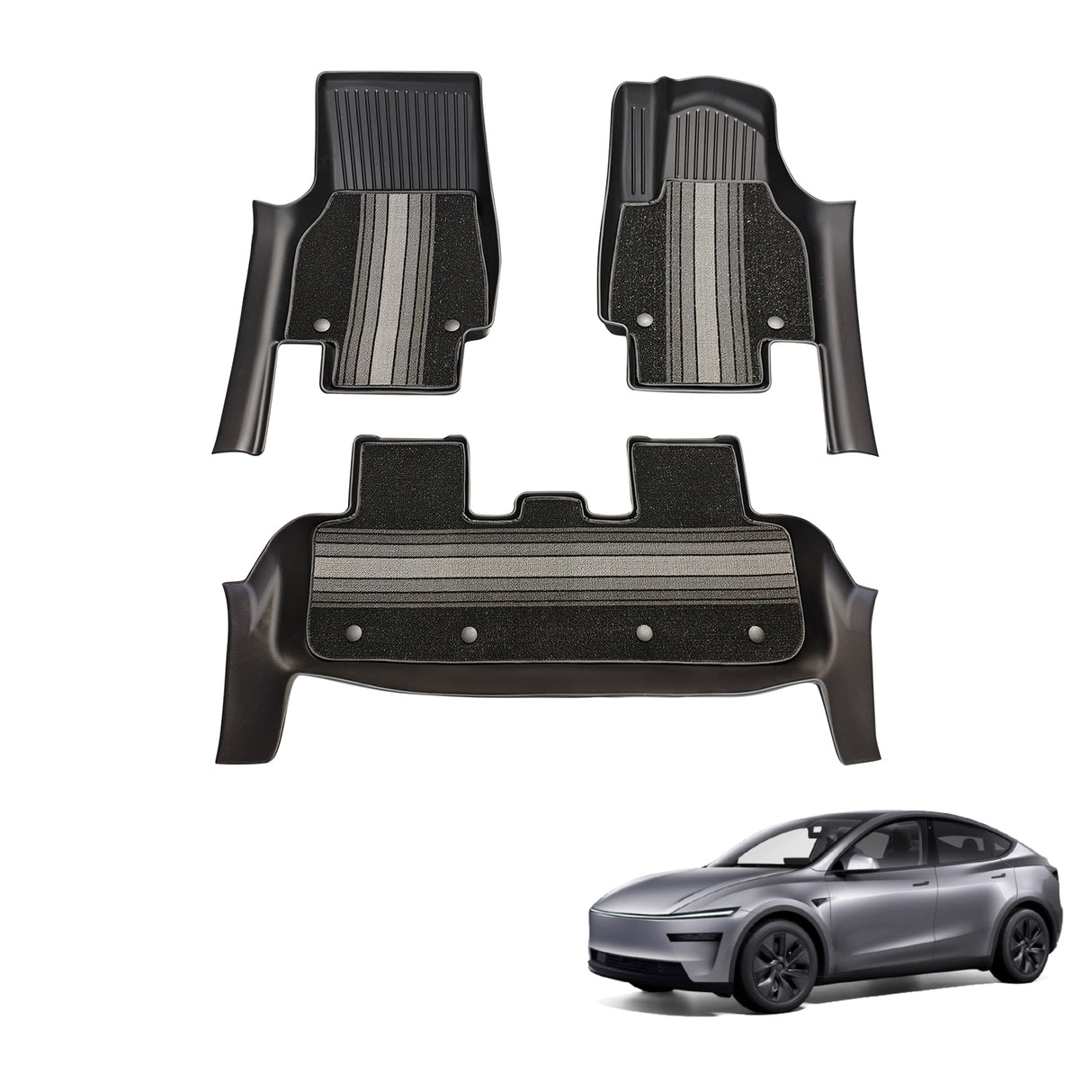 5D Double-Layer Car Floor Mats for Tesla Model Y Juniper 5 Seats 2025-Onwards