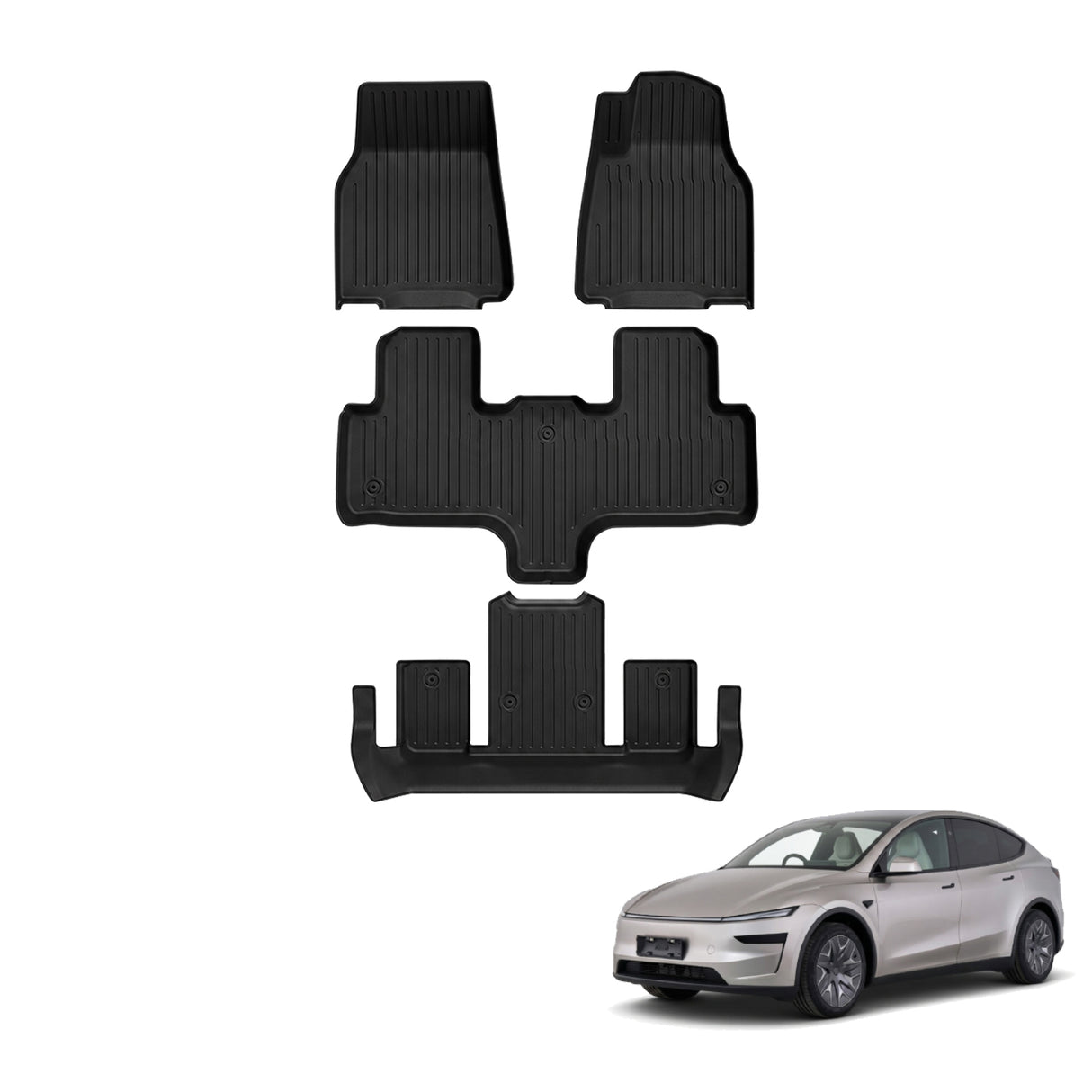 3D Car Floor Mats for Tesla Model Y L 6 Seats 2026-Onwards