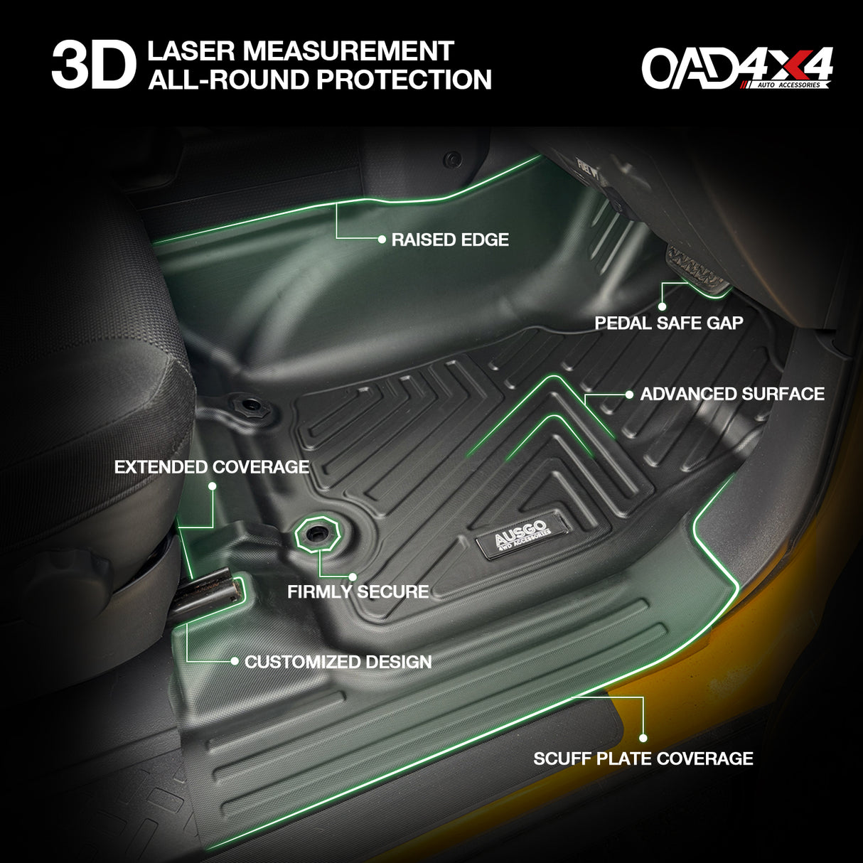 7D TPE Car Floor Mats for Toyota FJ Cruiser 2011-2016