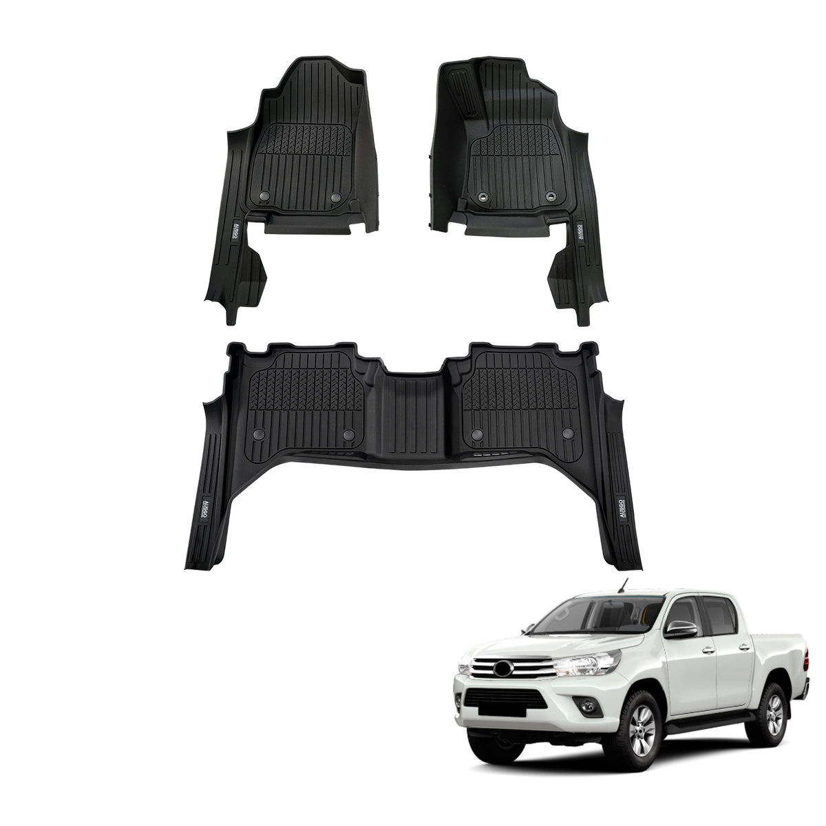 Injection 7D TPE Car Floor Mats for Toyota Hilux Auto Transmission Dual Cab 2015-2025