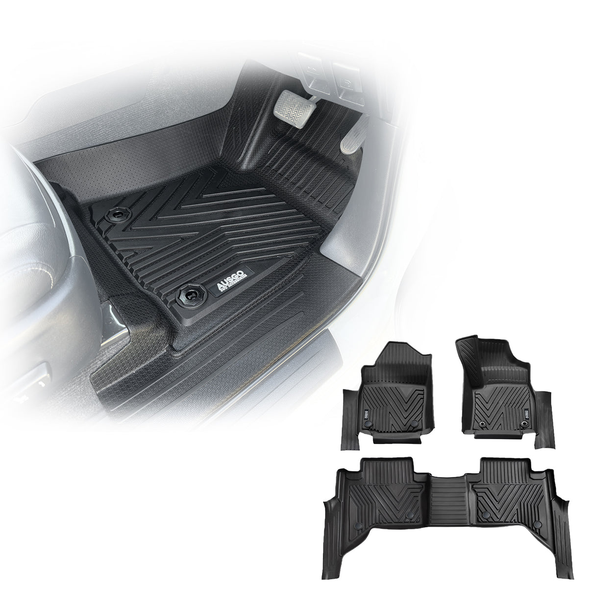 Injection 5D TPE Car Floor Mats for Toyota Hilux Auto Transmission Dual Cab 2015-Onwards