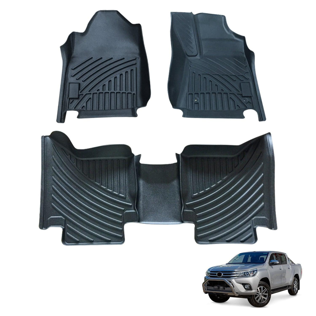 3D Floor Mats Car Mats for Toyota Auto Hilux Dual Cab 2015-Onwards