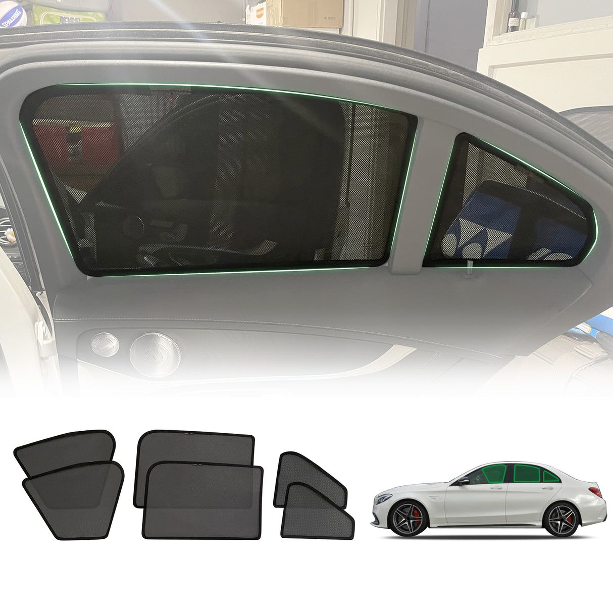 Magnetic Window Sun Shade for Mercedes-Benz C-Class W205 Sedan 2014-2021