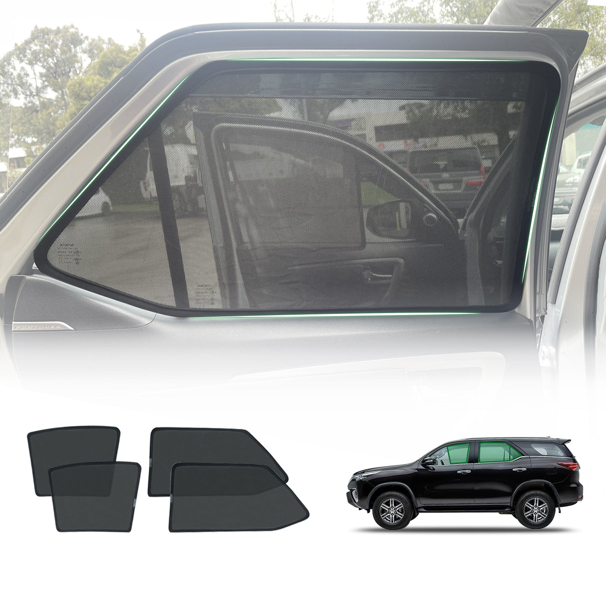 Magnetic Window Sun Shade for Toyota Fortuner 2015-Onwards 4PCS