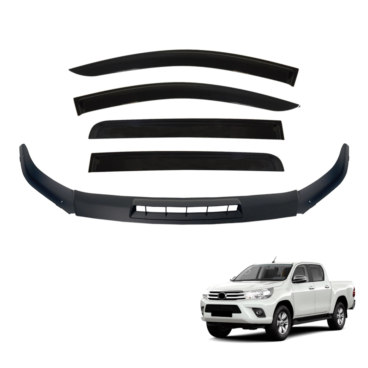 Bonnet Protector & Injection Weathershields for Toyota Hilux Dual Cab 2015-2020