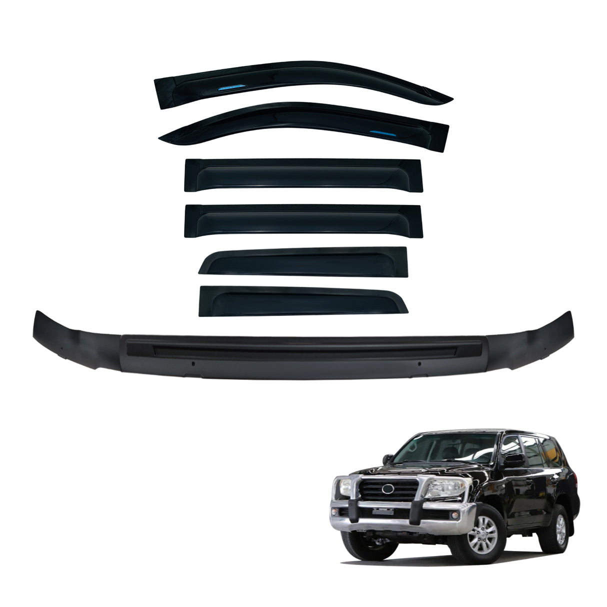 Bonnet Protector & Widened Weathershields for Toyota Land Cruiser 200 Series 2007-2015 6PCS