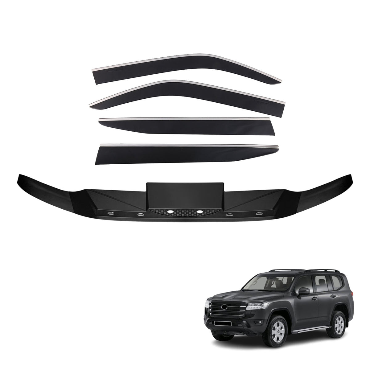 Bonnet Protector & Stainless Edge Weathershields for Toyota LandCruiser 300 Series 2021-Onwards
