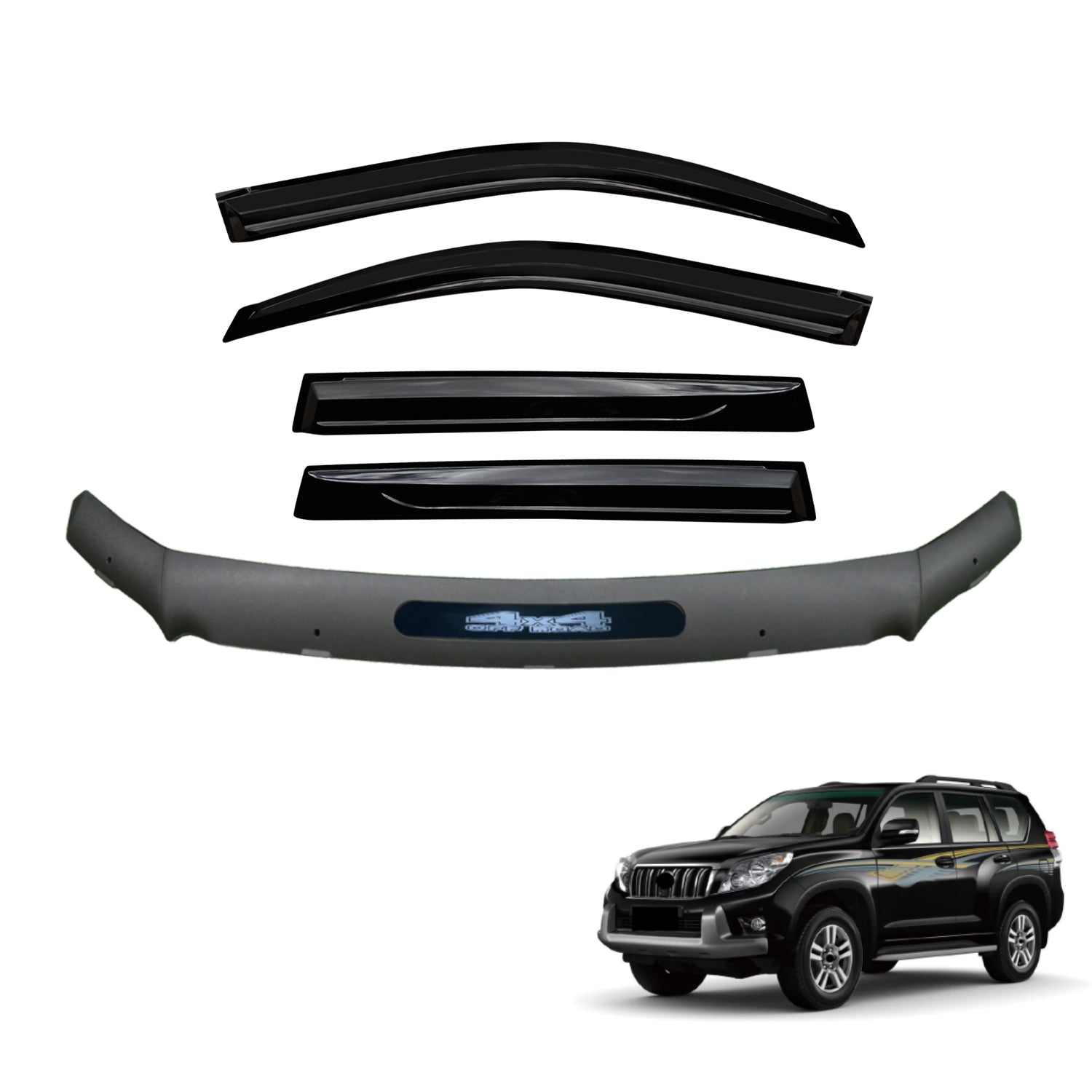 Bonnet Protector & Luxury Weathershields for Toyota Land Cruiser Prado 150 2013-2017