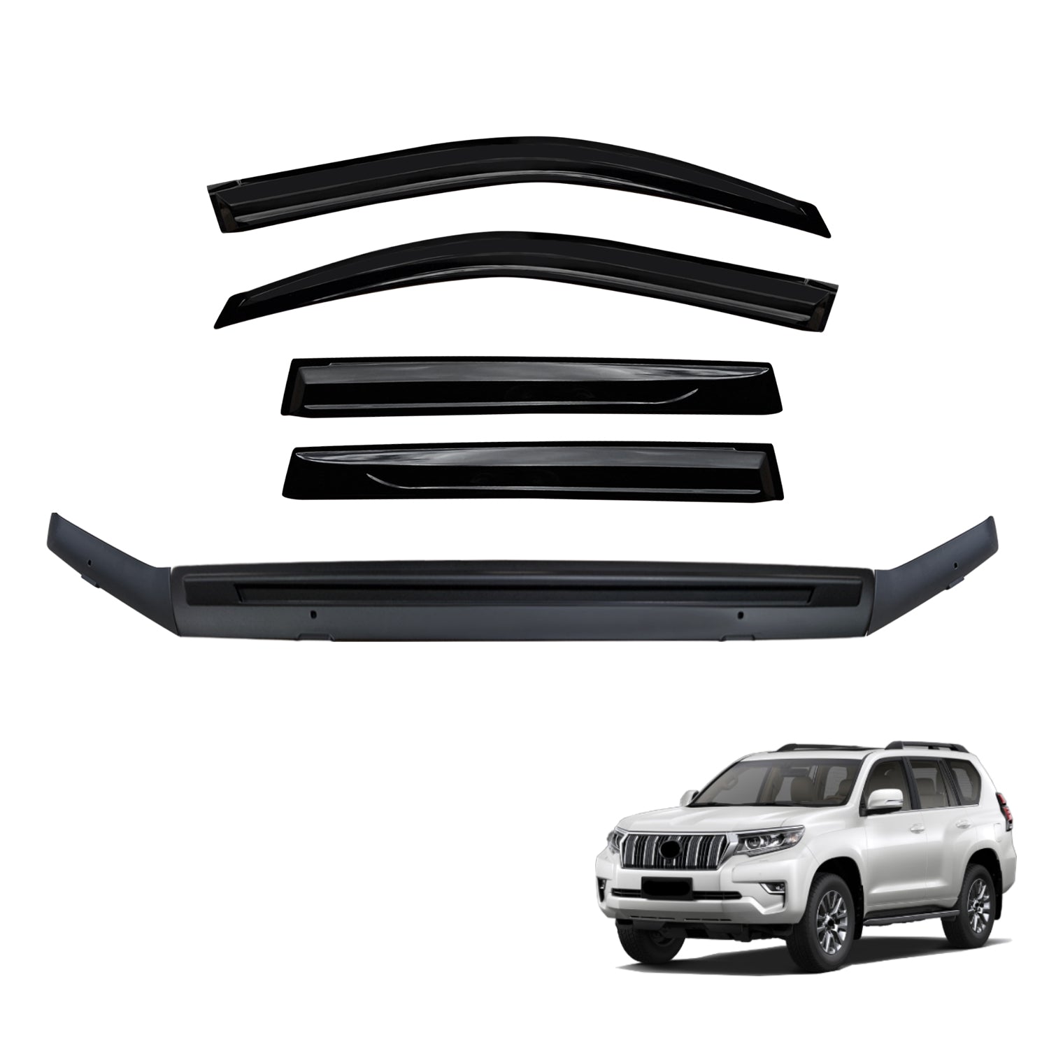Bonnet Protector & Luxury Weathershields for Toyota Land Cruiser Prado 150 2018-2024