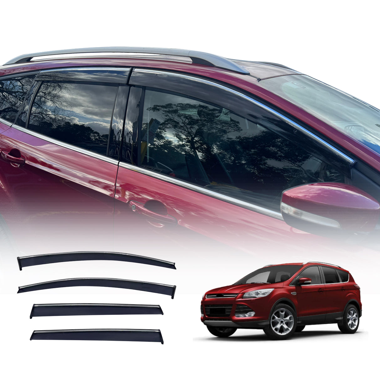 Chrome Edge Weather Shields for Ford Kuga TF Series 2013-2016