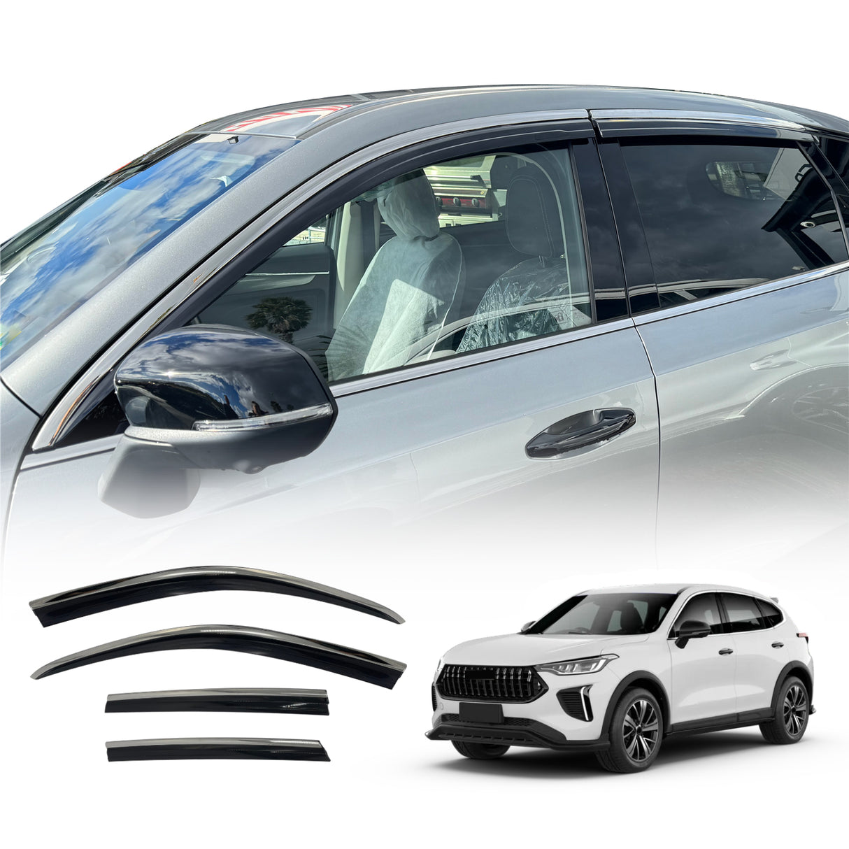 Stainless Edge Weather Shields for Haval Jolion Hybrid 2024-Onwards