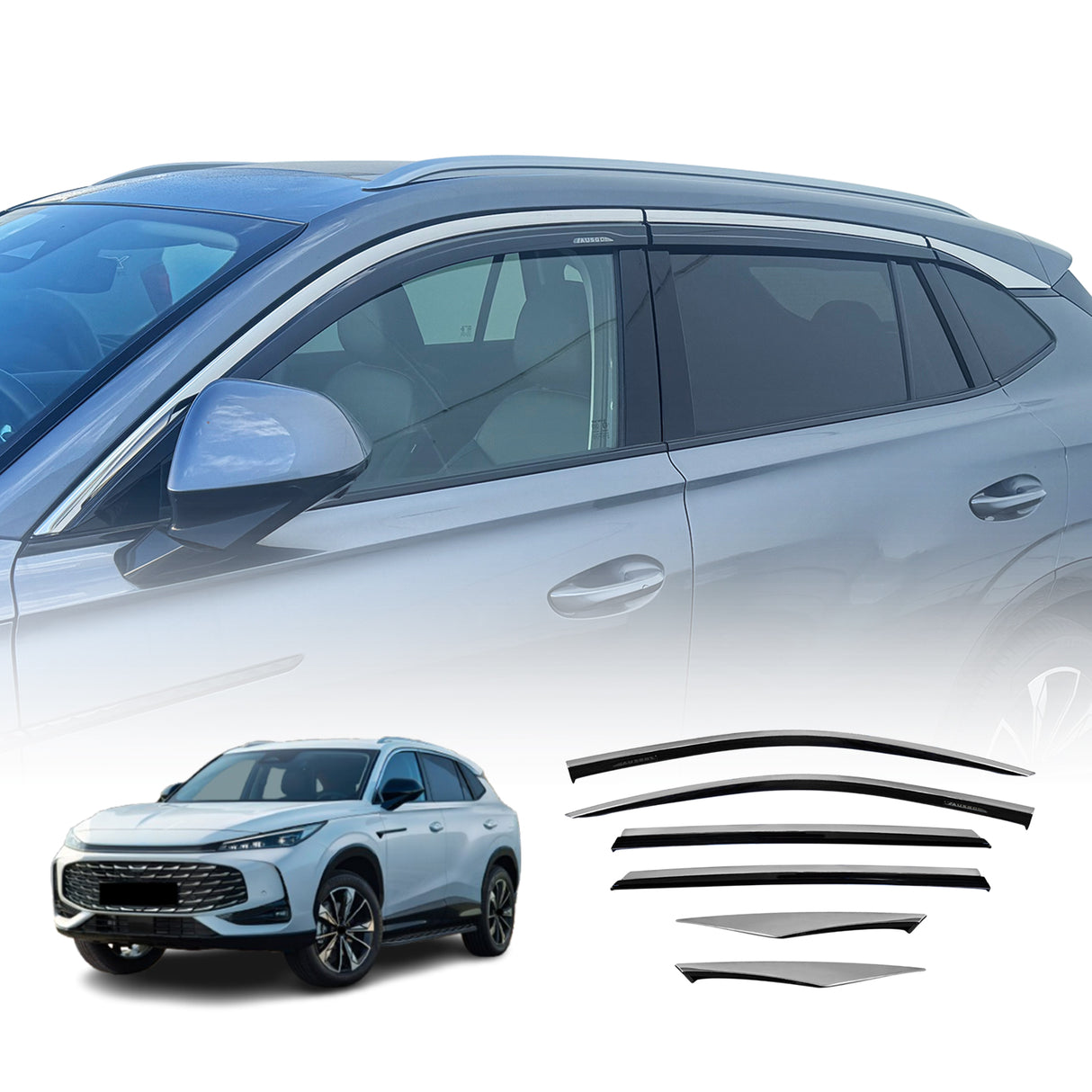 Stainless Edge Weather Shields for MG HS 2024-Onwards 6PCS