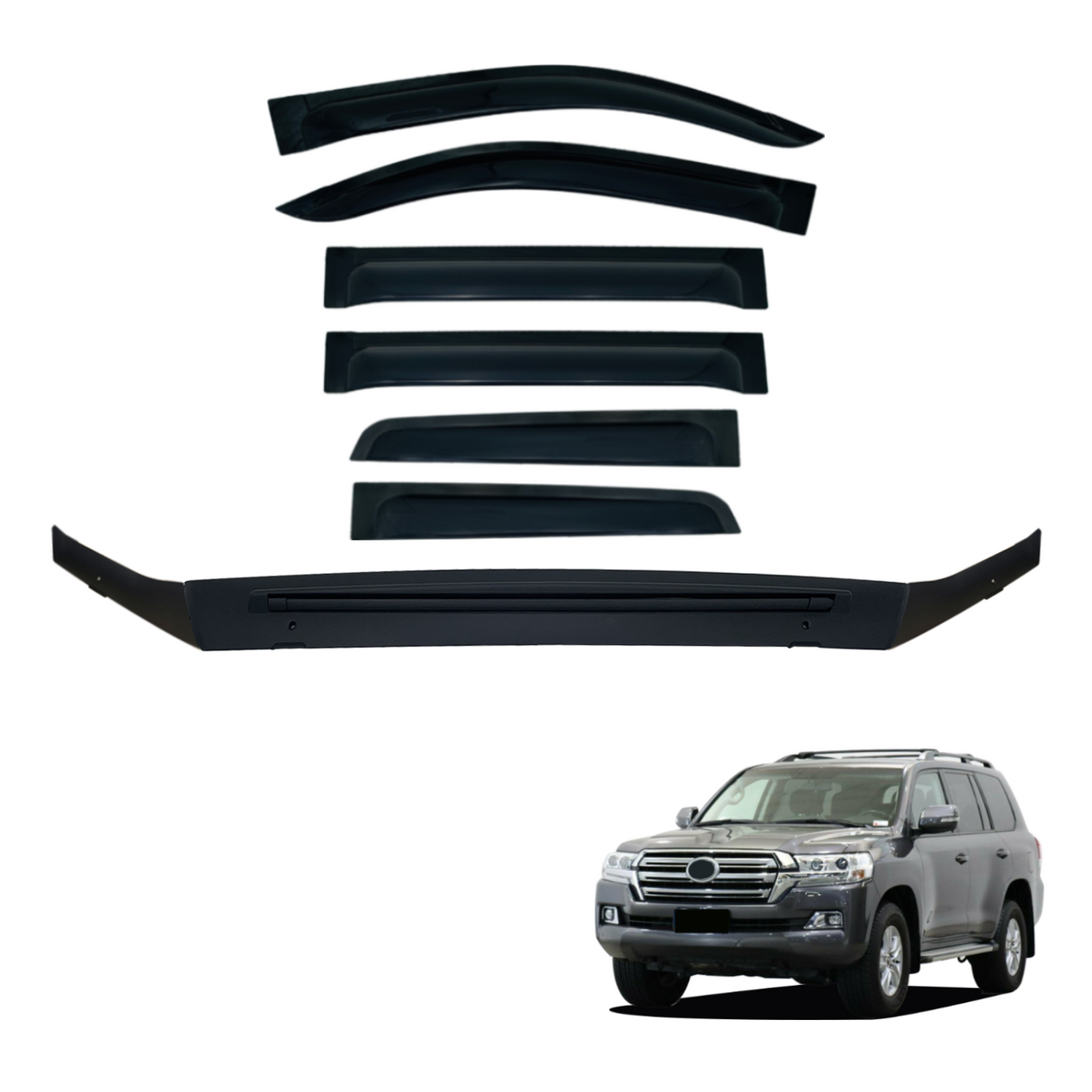 Bonnet Protector & Widened Weathershields for Toyota Land Cruiser 200 Series 2016-2021 6PCS