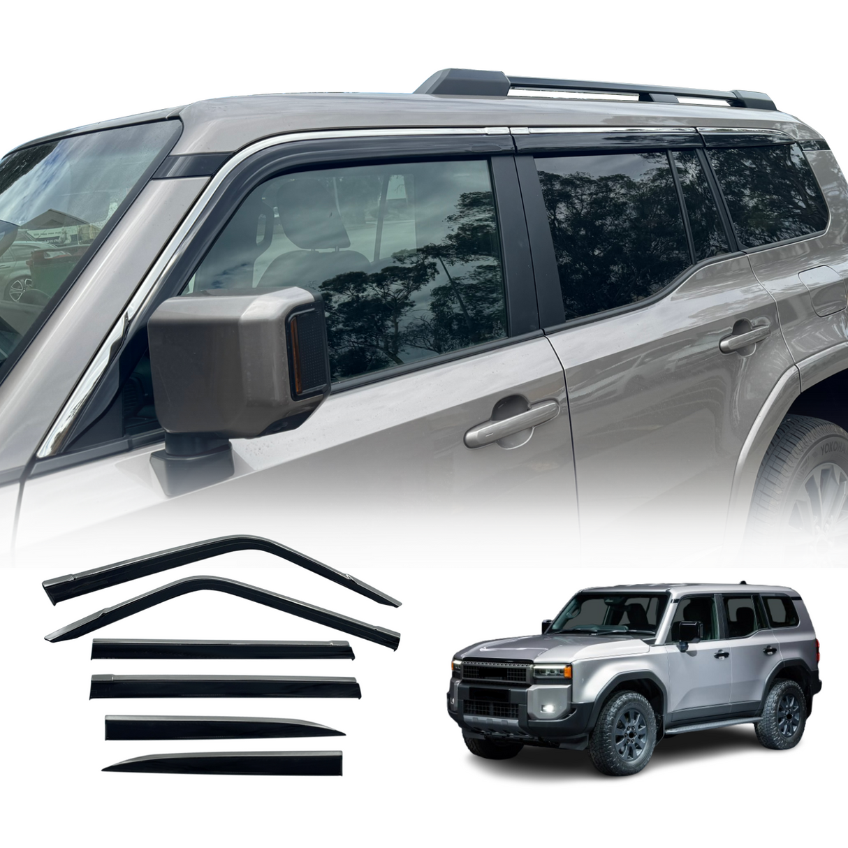 Stainless Edge Weather Shields for Toyota Land Cruiser Prado 250 LC250 2024-Onwards 6PCS