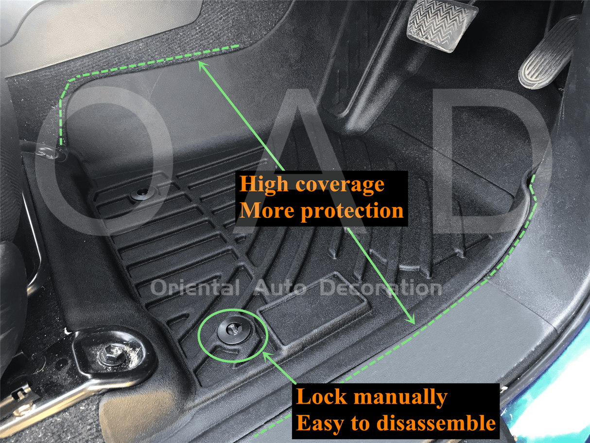 3D Floor Mats Car Mats for Toyota Auto Hilux Dual Cab 2015-Onwards