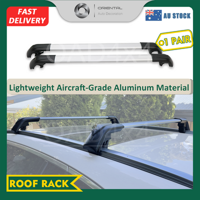 1 Pair Aluminum Silver Cross Bar Roof Racks Baggage Holder for Audi Q5 09-17 Clamp in Flush Rail