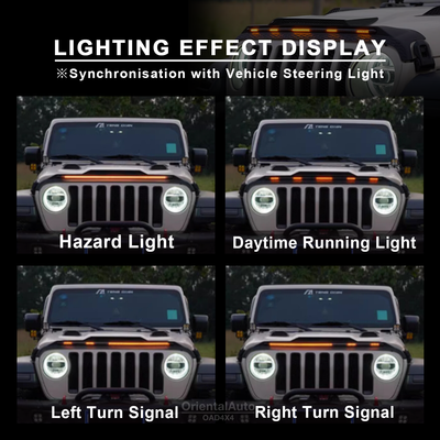 LED Light Bonnet Protector Hood Protector for Jeep Wrangler JL 4D 2018+