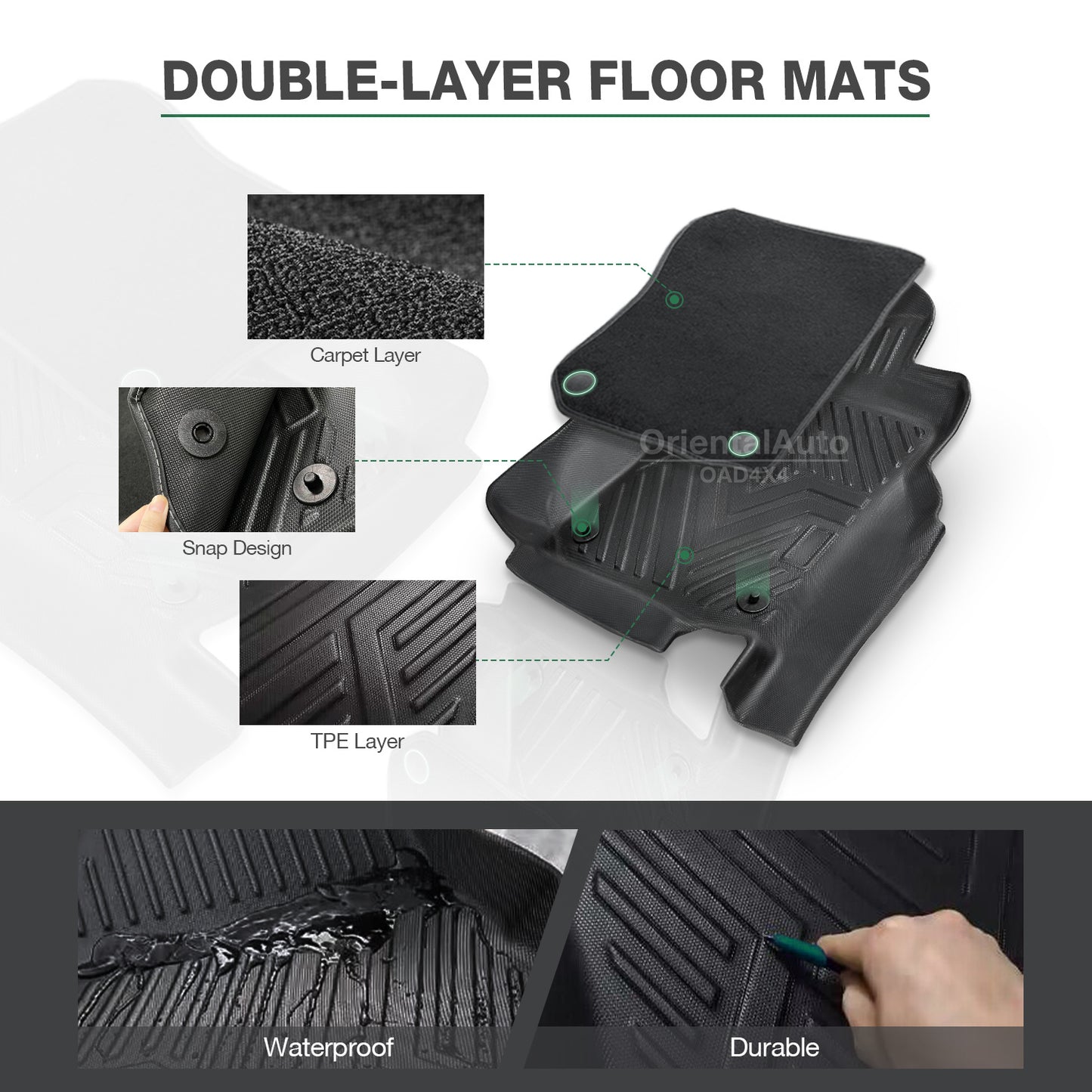 5D TPE Upper Detachable Carpet Floor Mats & 3D Cargo Mat Boot Mat for Toyota Kluger 2013-2021 Tailored TPE 5D Door Sill Covered Floor Mat Liner