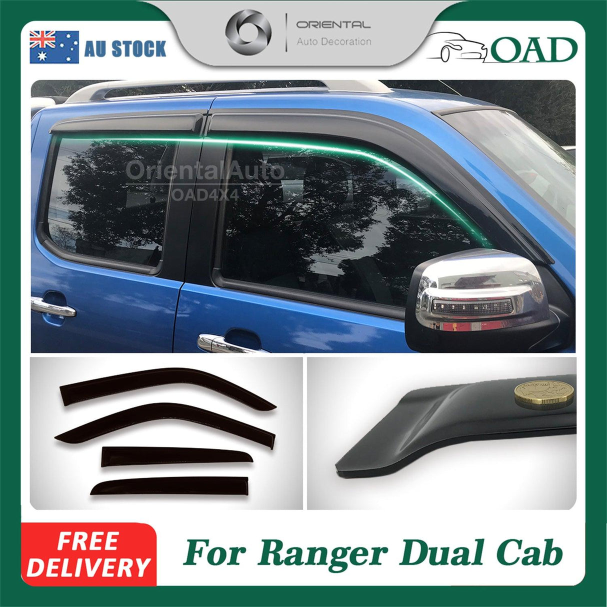 Weather Shields for Ford Ranger PJ PK Series Dual Cab 2006-2011