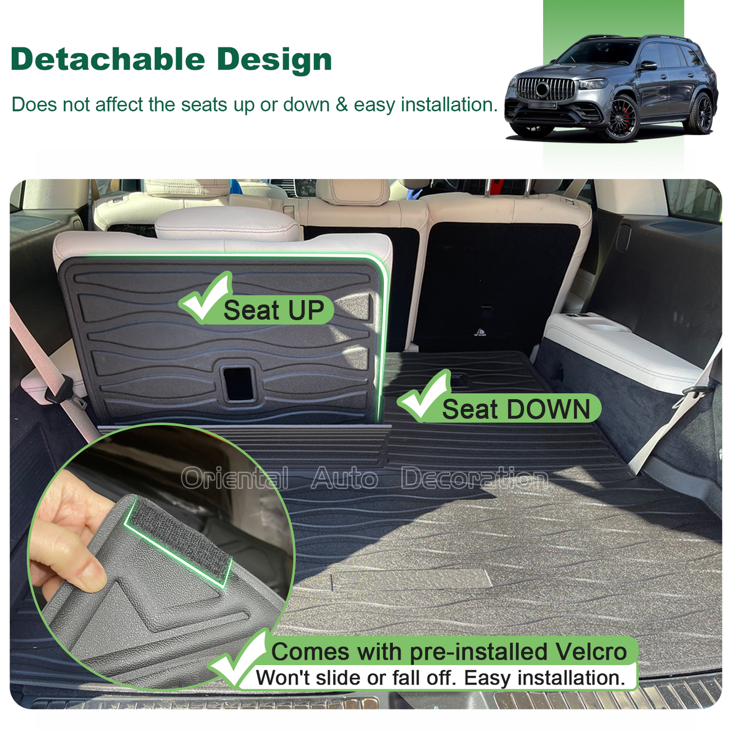 3D TPE Detachable 3PCS Cargo Mat for Mercedes-Benz GLS-Class X167 2019-Onwards Boot Mat Boot Liner