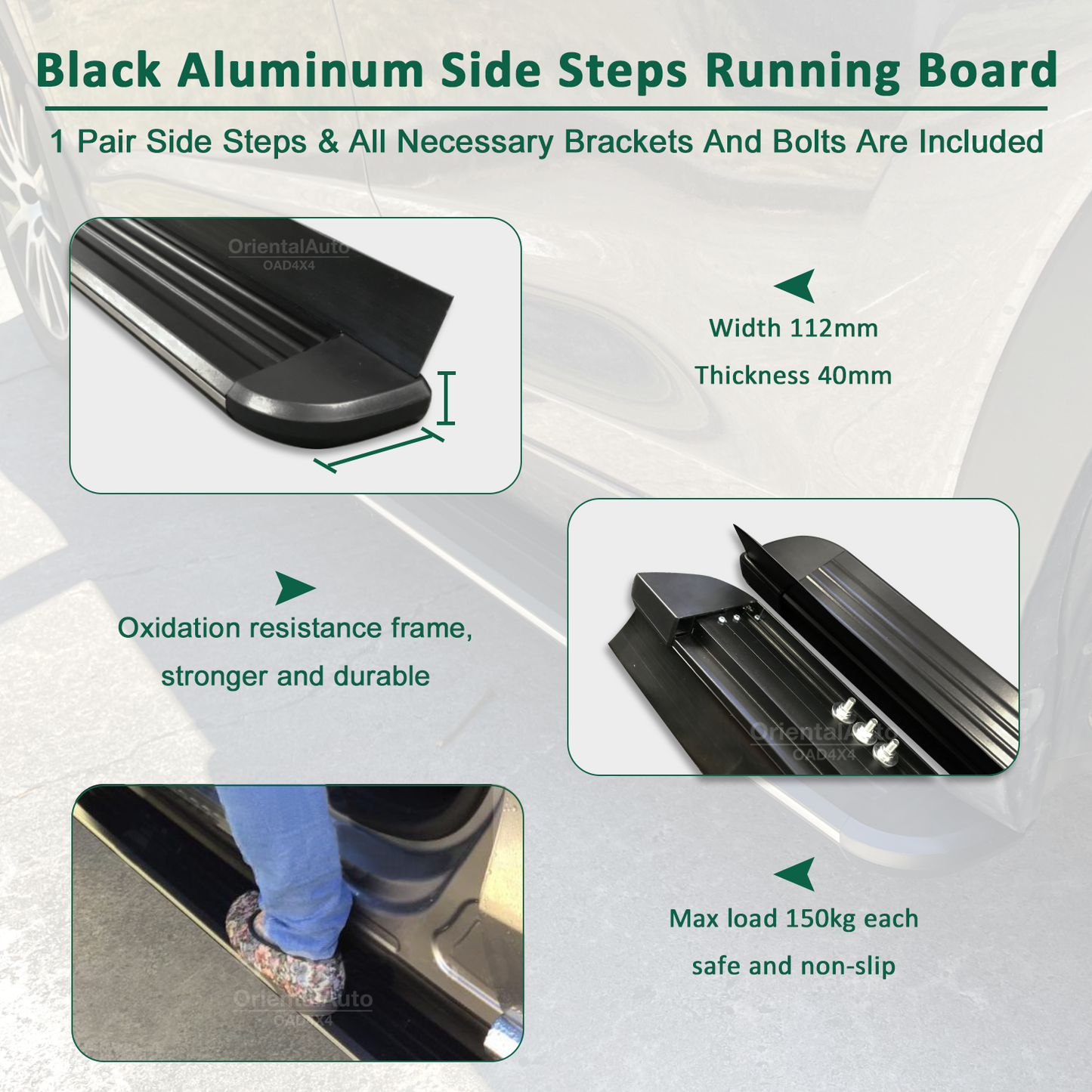 Black Aluminum Side Steps Running Board For Porsche Macan 2014+ #LP