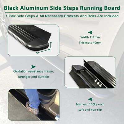Black Aluminum Side Steps Running Board For Volkswagen Tiguan L / All Space 2016+ #LP
