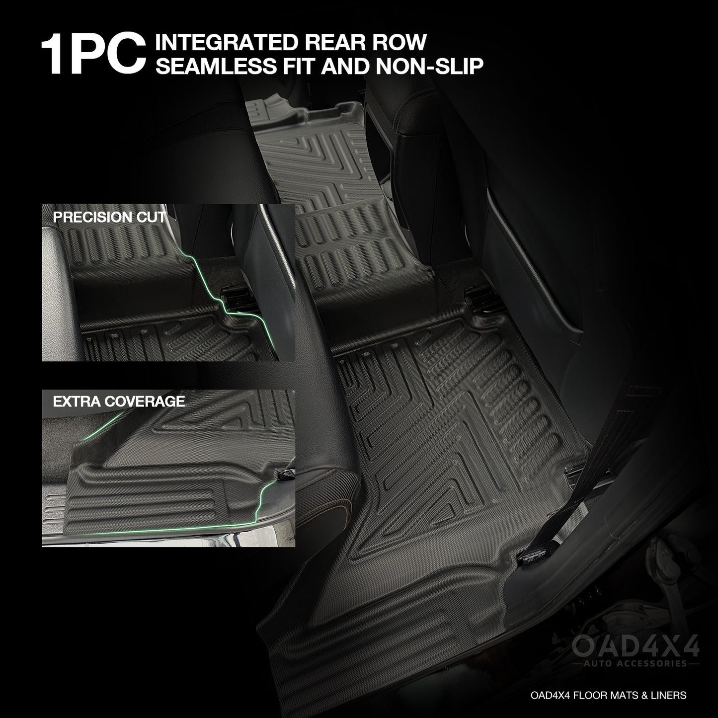 OAD 5D Floor Mats for Ford Ranger PX/PX2/PX3 Dual Cab 2011-2022 Tailored TPE Door Sill Covered Floor Mat Liner Car Mats