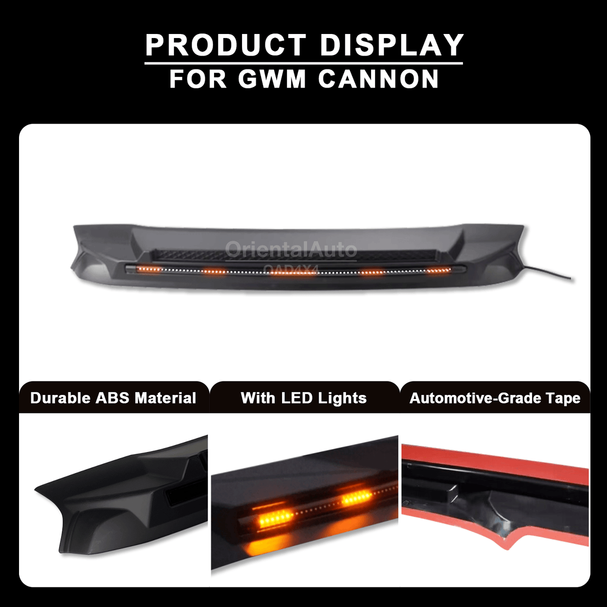 Bonnet Protector with LED Lights for GWM Cannon All Models