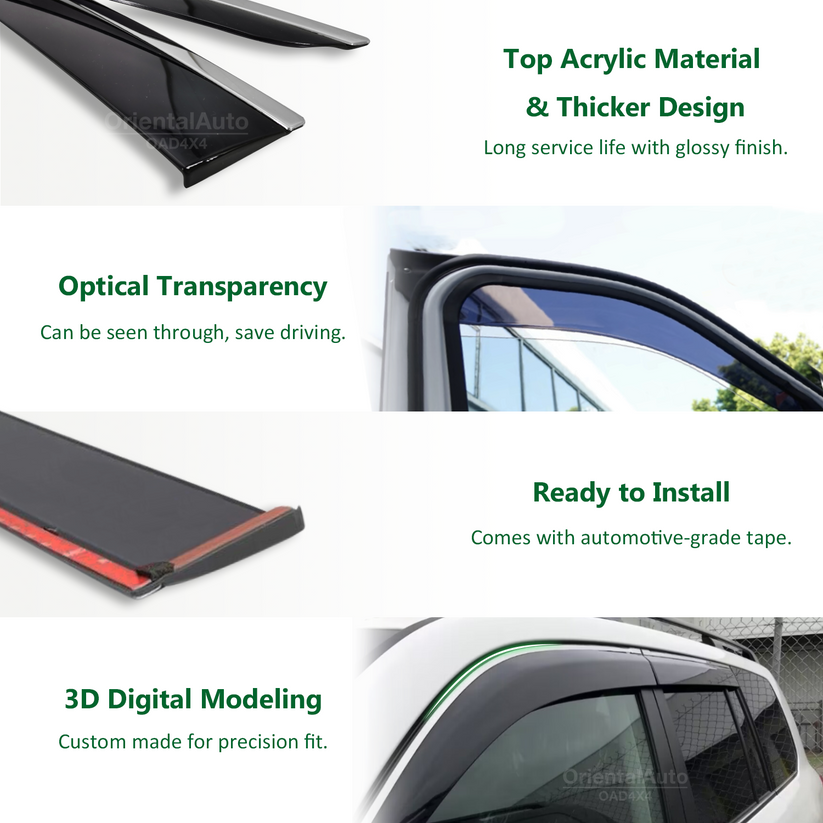 Injection Stainless 6pcs Weathershields & 3D TPE Cargo Mat for Haval H6 B01 series 2021-Onwards Weather Shields Window Visor Boot Matndow visor Boot Mat
