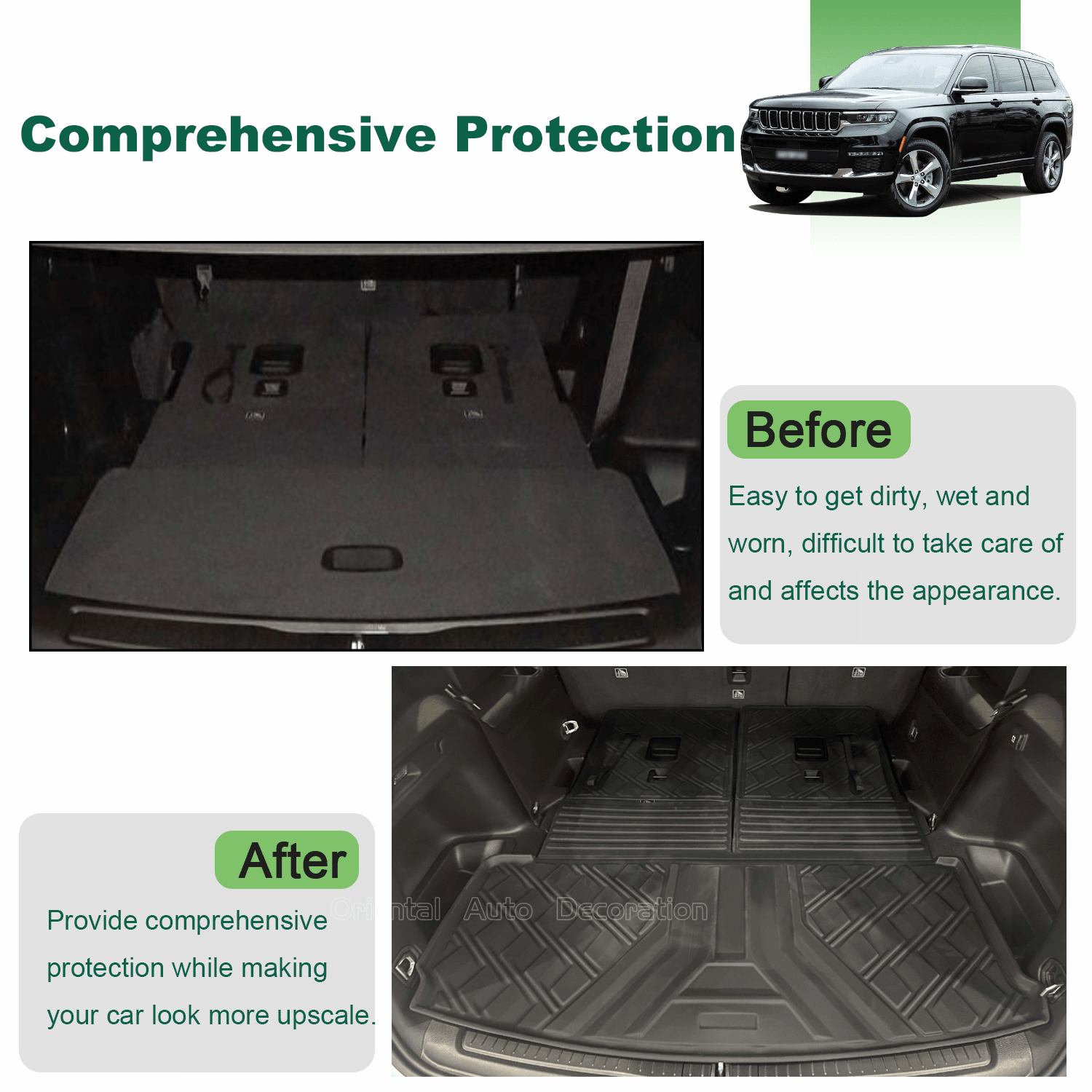 3D TPE 3pcs Detachable Cargo Mat for Jeep Grand Cherokee L WL series 7