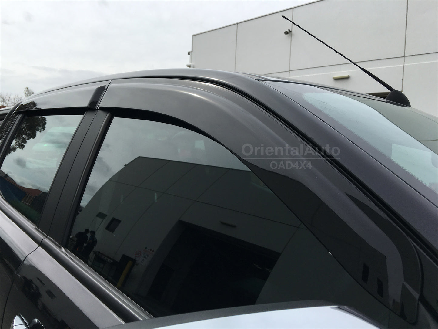 Injection Weather Shields & BLACK Door Sills Protector for Ford Ranger Dual Cab 2011-2022 Window Visors Weathershield Scuff Plates