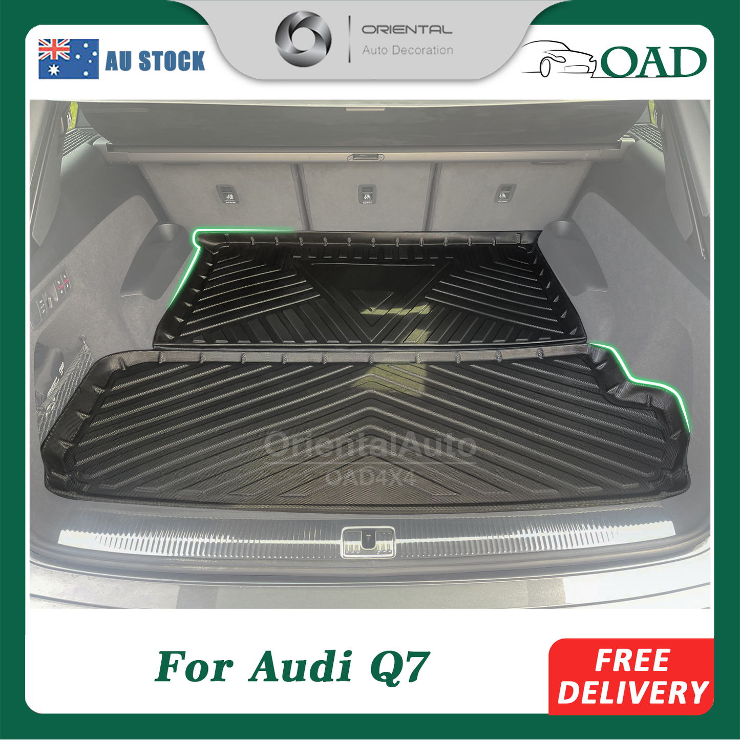 OAD 3D TPE Boot Mat for Audi Q7 2015+ Cargo Mat Trunk Mat Boot Liner