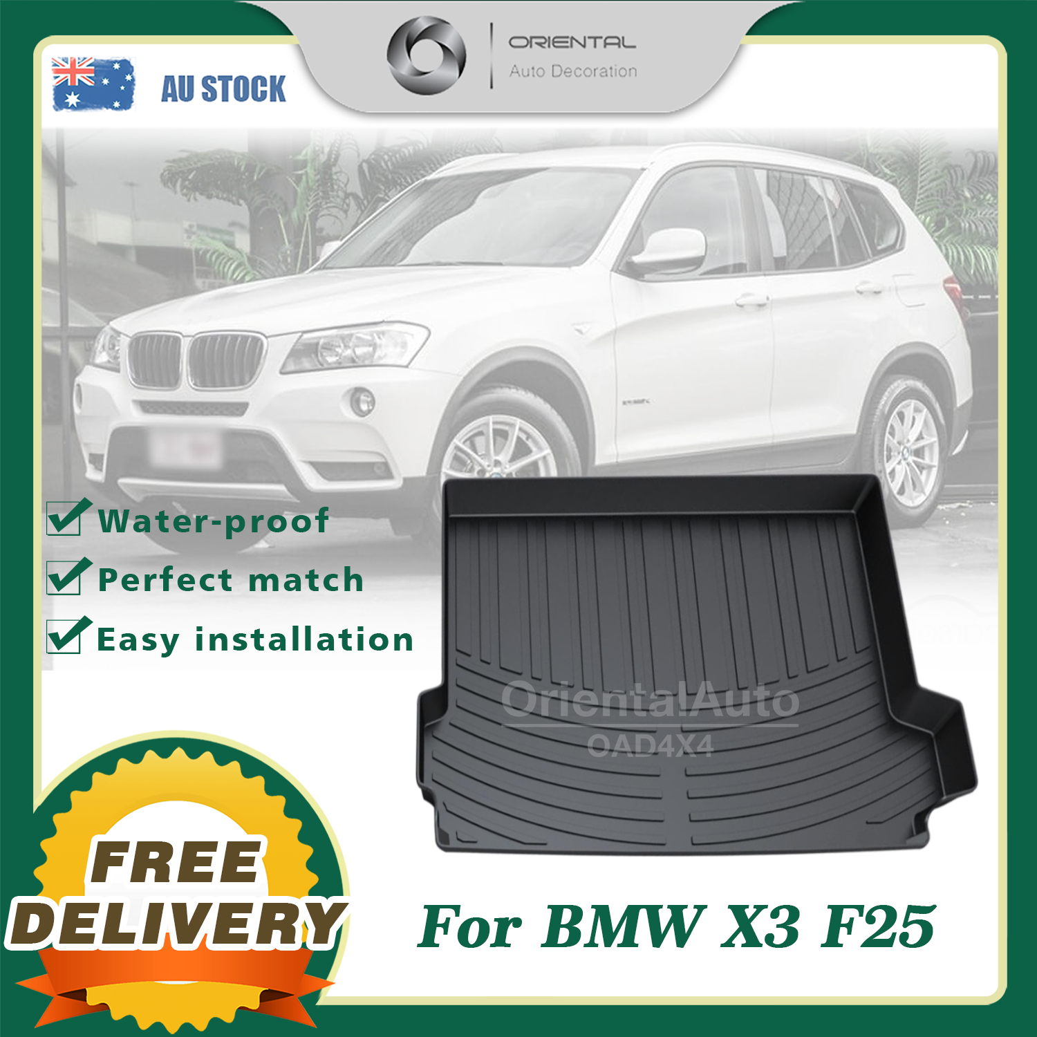 3D TPE Boot Mat for BMW X3 F25 20112017 Cargo Mat Trunk Mat Boot Line