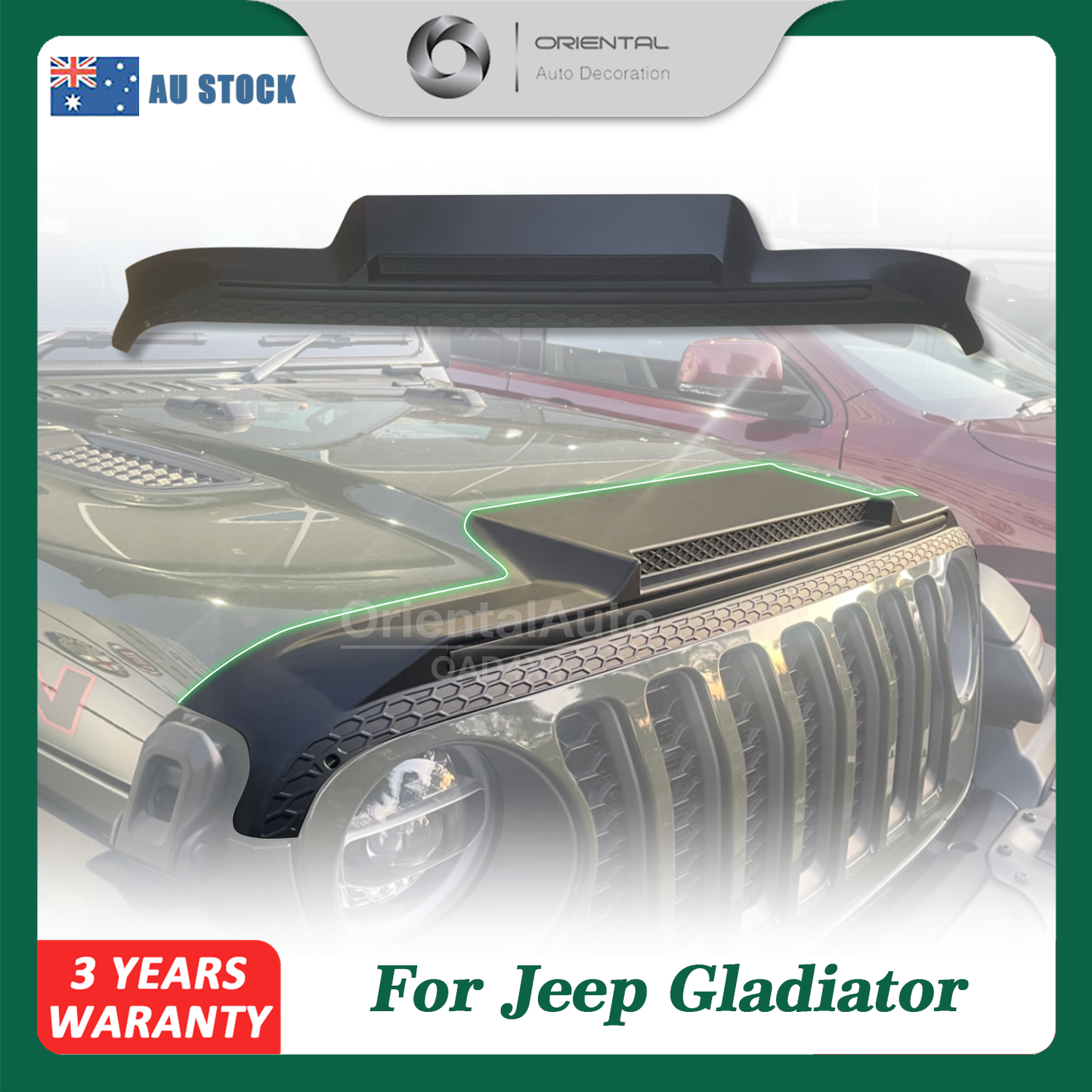 Injection Modeling Bonnet Protector for Jeep Gladiator Dual Cab 2020-Onwards Hood Protector Bonnet Guard