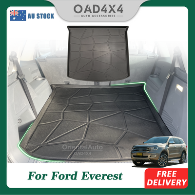 3D TPE Boot Mat for Ford Everest UA / UA II Series 2015-2022 Cargo Mat Trunk Mat Boot Liner