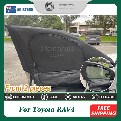Front 2PCS Camping Window Sox Sun Shade with Storage Bag Sunshade for Toyota RAV4 2019+