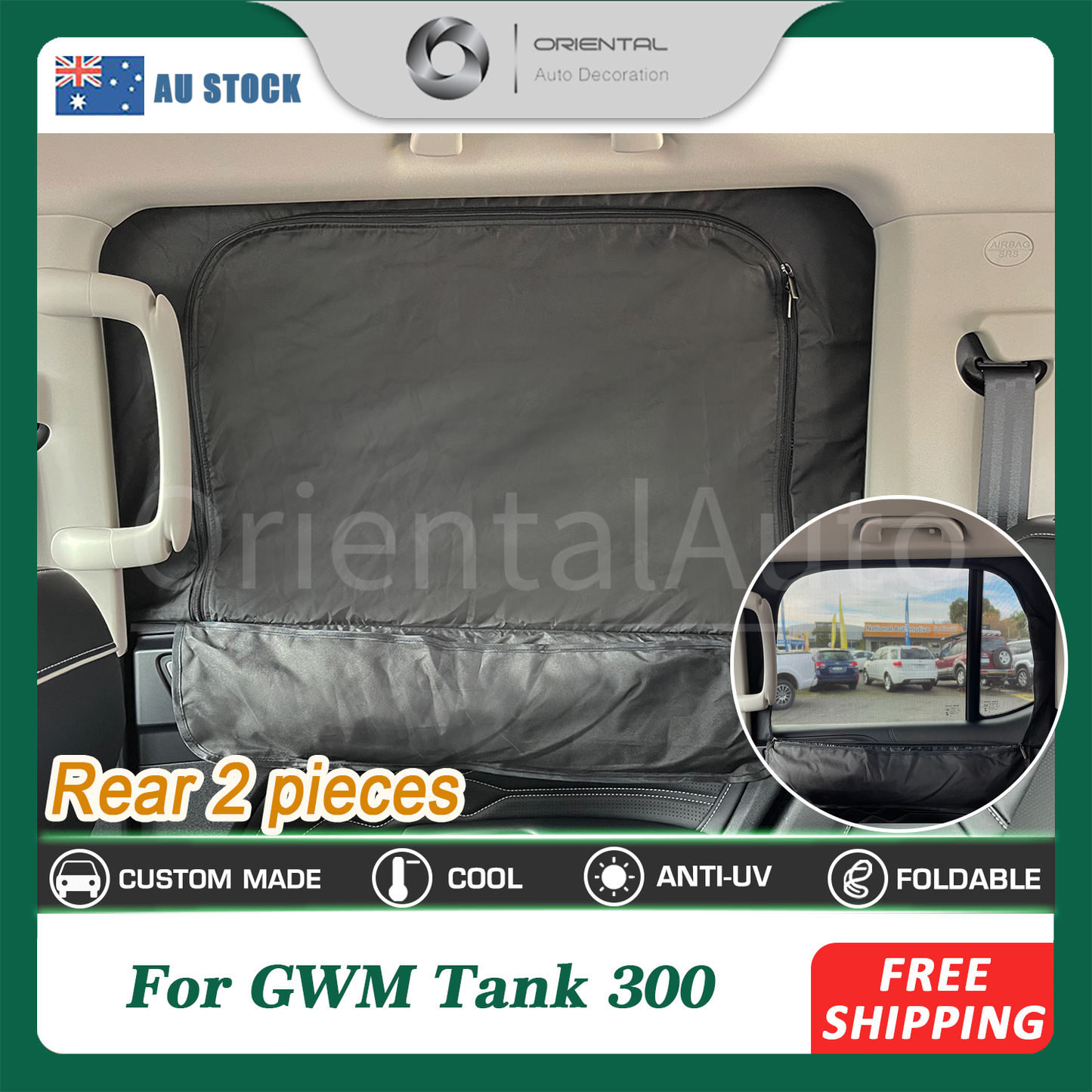 Rear 2PCS Camping Window Sox Sun Shade with Storage Bag Sunshade for GWM TANK 300 TANK300